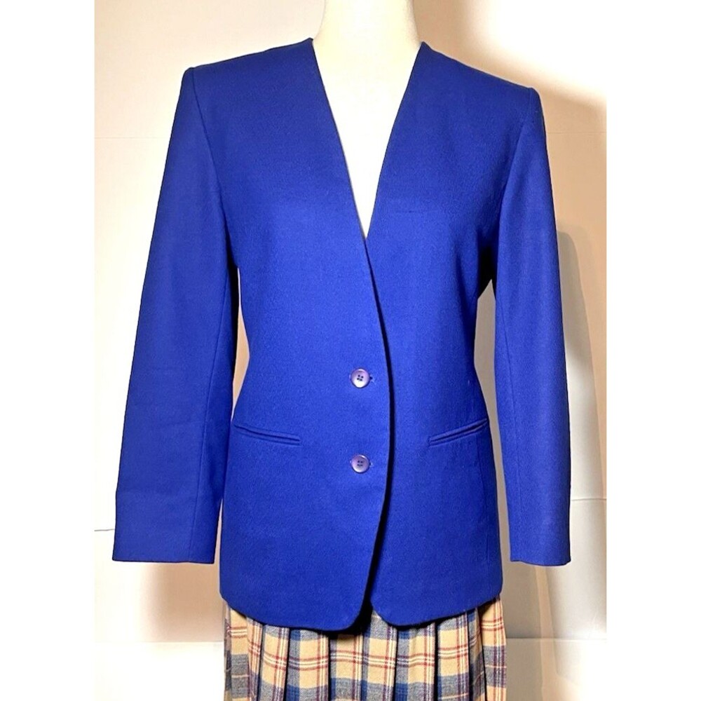 PENDLETON Virgin Wool Blazer Women Royal blue Vintage USA Made 6P